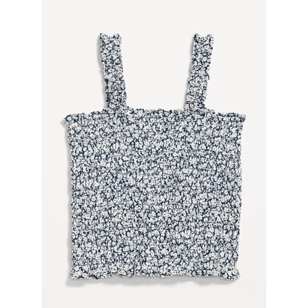 NWT Old Navy 4X smocked tank top ruffle blue white floral